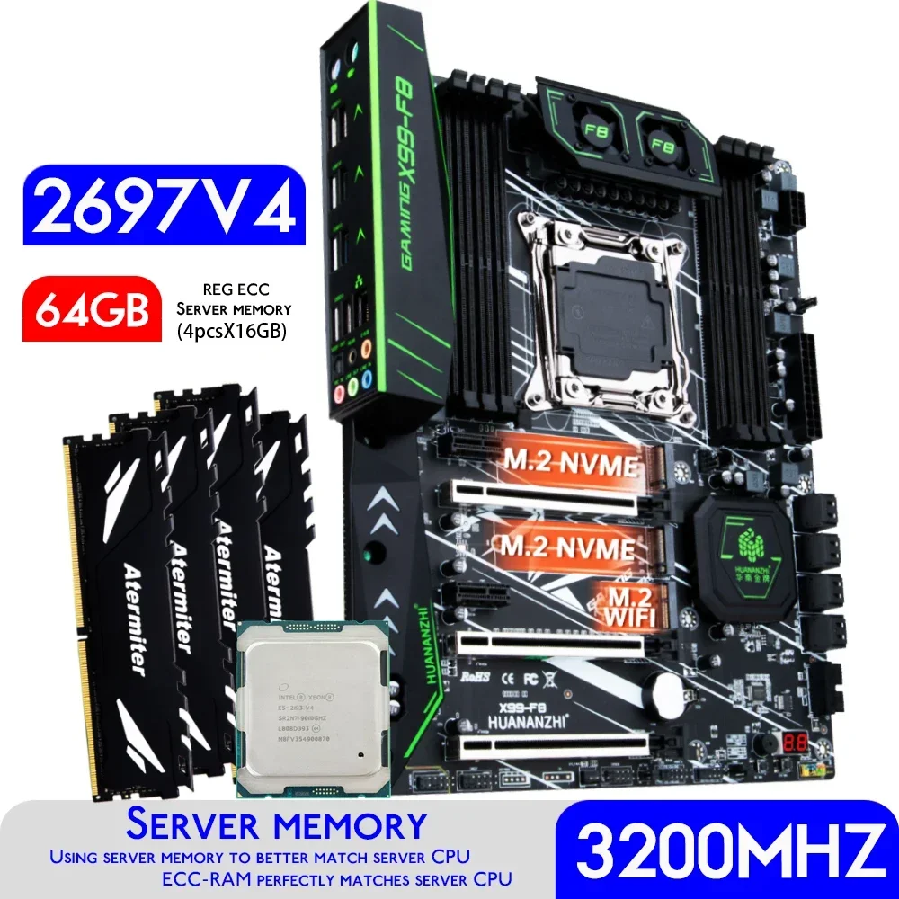 HUANANZHI X99 F8 X99 Motherboa - огляд і ціна 64Gb Ddr4 Ecc Reg 3200Mhz